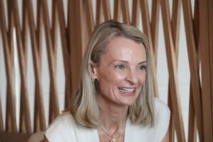 Binance Global Chief Marketing Officer Rachel Conlan when he addressed the press in Nairobi on March 19, 2025.