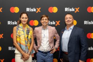 L-R_ Selin Bahadirli, Executive Vice President, Services, Mastercard EEMEA, Mark Straub, Co-Founder & CEO, Smile ID, Dennis Gamiello, Executive Vice President, Global Head of Identity at Mastercard